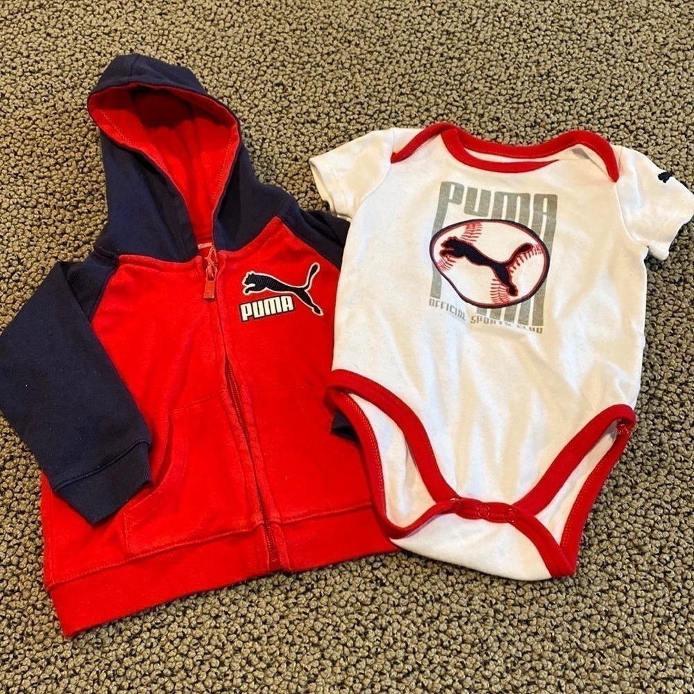Puma Jacket & Onesie Set Size 6-9 Months in Like New Condition